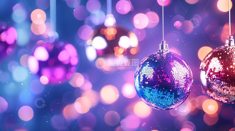 高清大图下载【趣麦麦图】-圣诞彩球与梦幻光斑