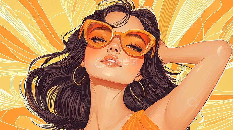 高清大图下载【趣麦麦图】复古风墨镜美女