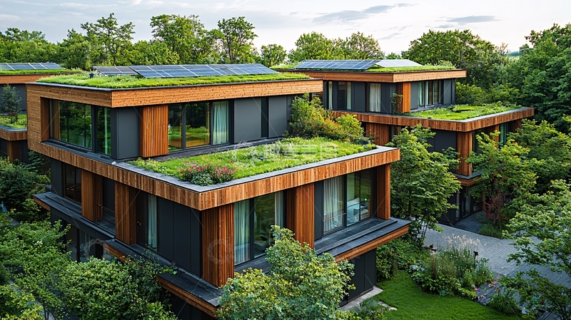 高清大图下载【趣麦麦图】绿色屋顶现代住宅