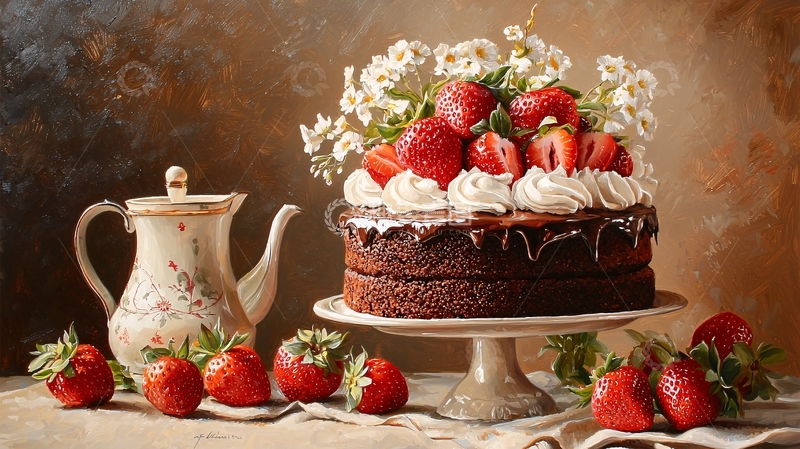 高清大图下载【趣麦麦图】精美草莓蛋糕静物