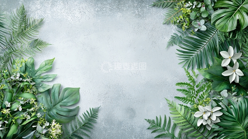 高清大图下载【趣麦麦图】热带植物背景留白