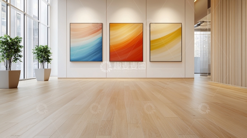 高清大图下载【趣麦麦图】室内画廊三幅抽象画作