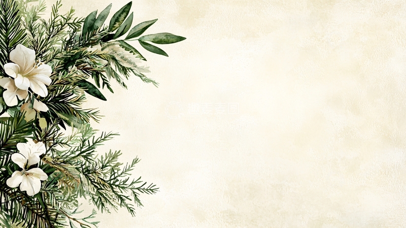 高清大图下载【趣麦麦图】淡雅花叶边框背景