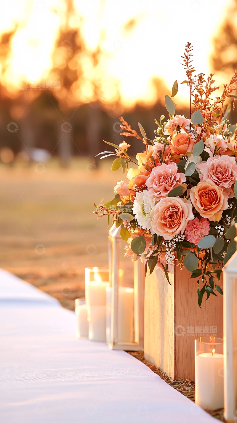 高清大图下载【趣麦麦图】户外婚礼场景鲜花布置