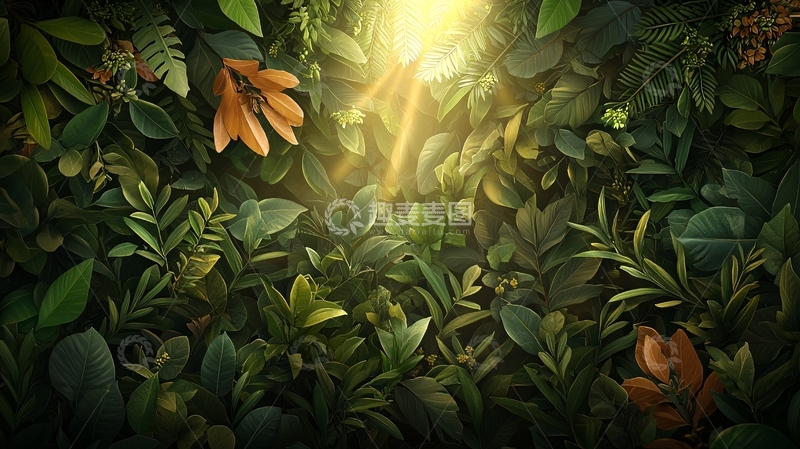 高清大图下载【趣麦麦图】茂密丛林中的阳光