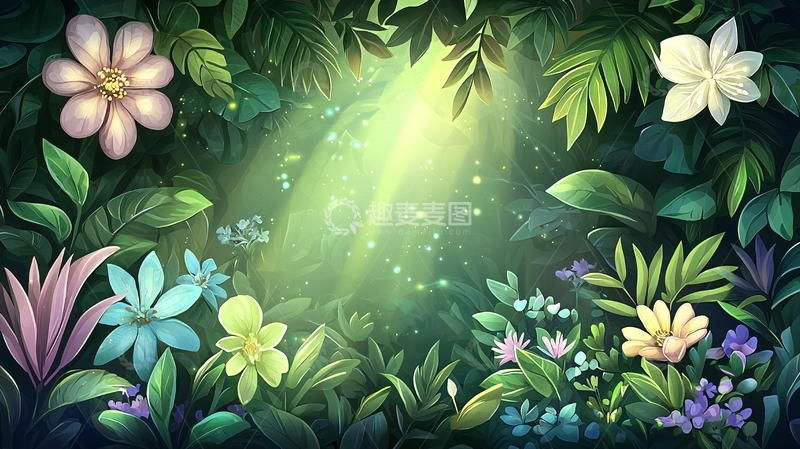 高清大图下载【趣麦麦图】梦幻森林光芒绽放
