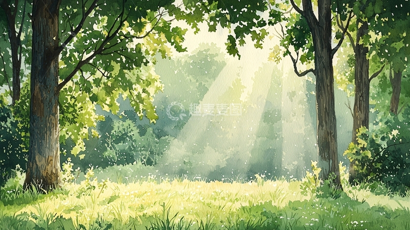 高清大图下载【趣麦麦图】阳光穿透树林的清新画面
