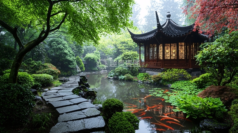 高清大图下载【趣麦麦图】中式庭院高清图片