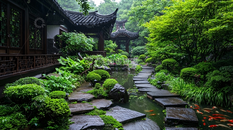 高清大图下载【趣麦麦图】中国古典园林小径