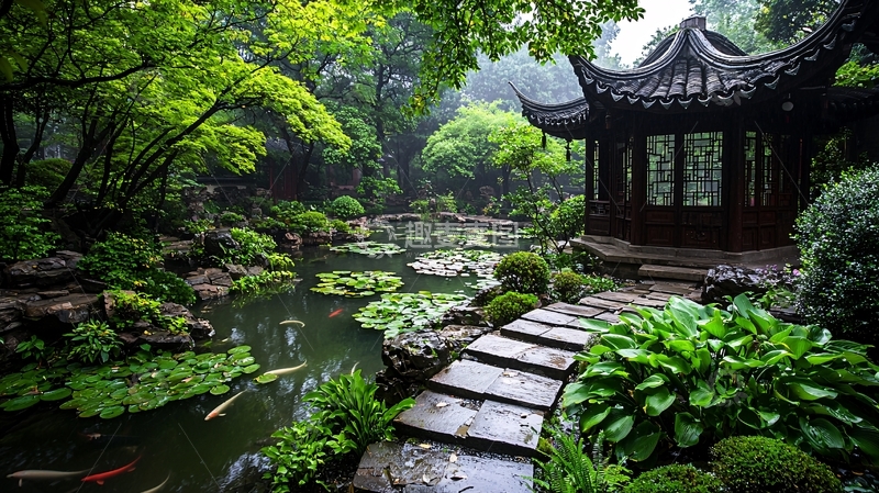 高清大图下载【趣麦麦图】中式园林高清图片