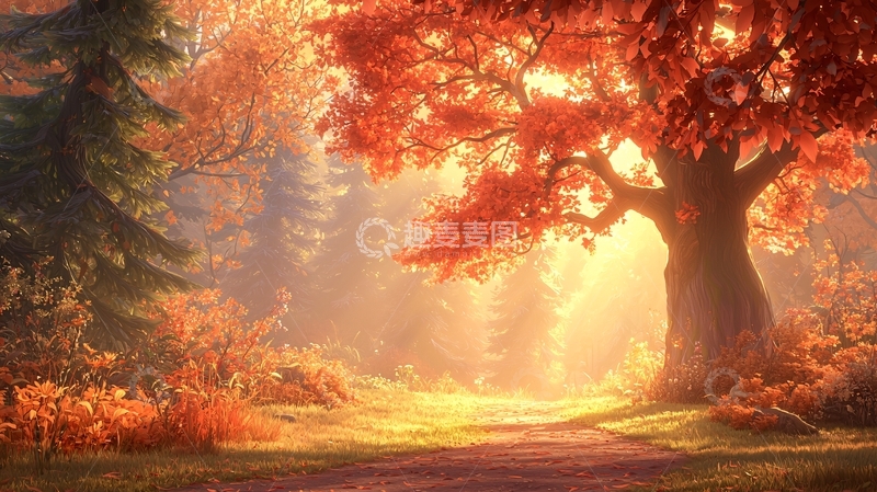 高清大图下载【趣麦麦图】秋日森林高清图片
