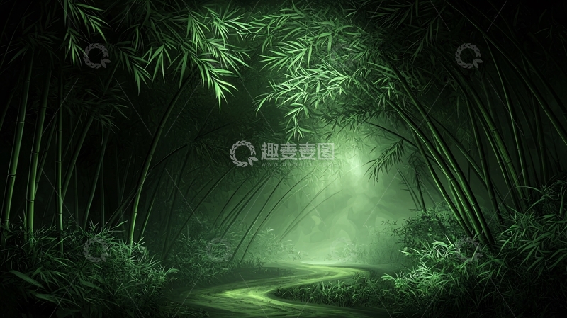 高清大图下载【趣麦麦图】幽暗竹林高清图片
