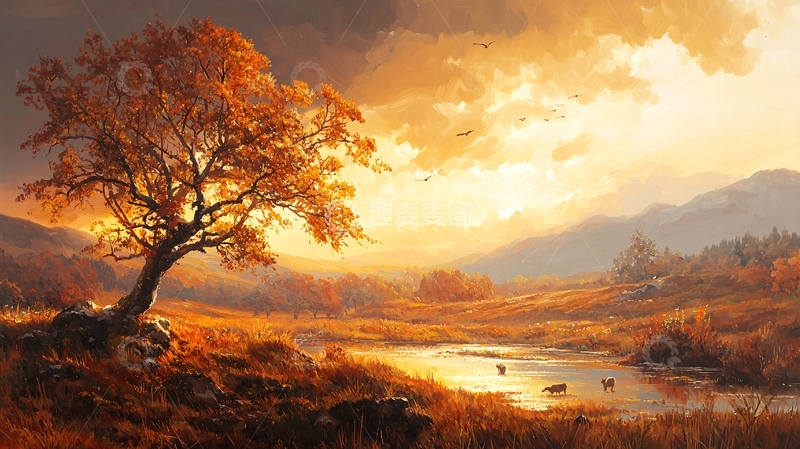 高清大图下载【趣麦麦图】秋日暖阳下的田野风光