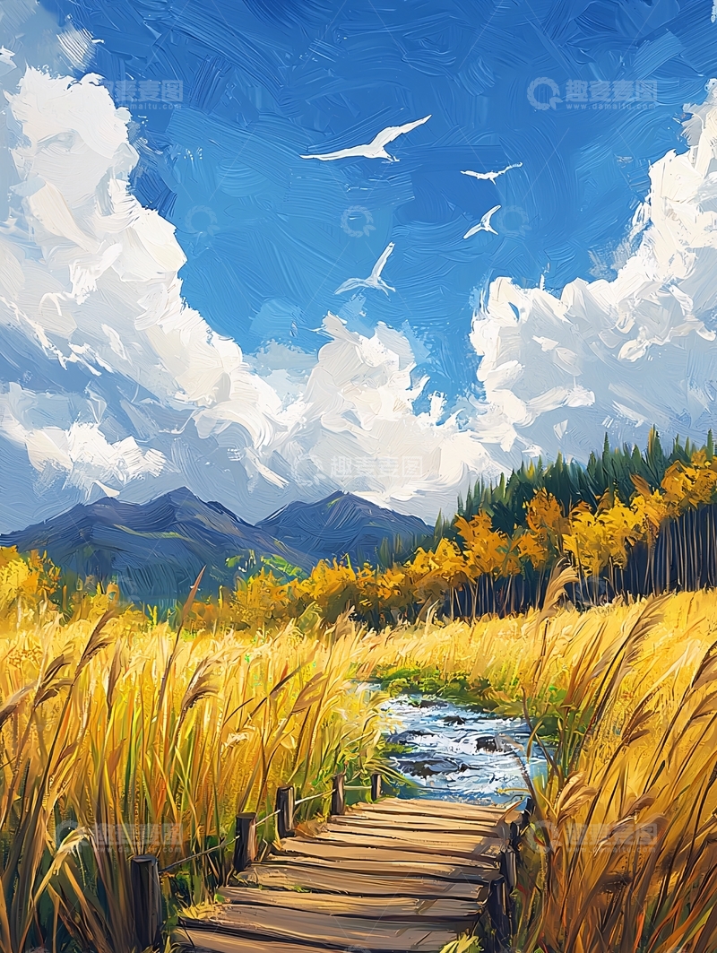 高清大图下载【趣麦麦图】金色麦田的风景画