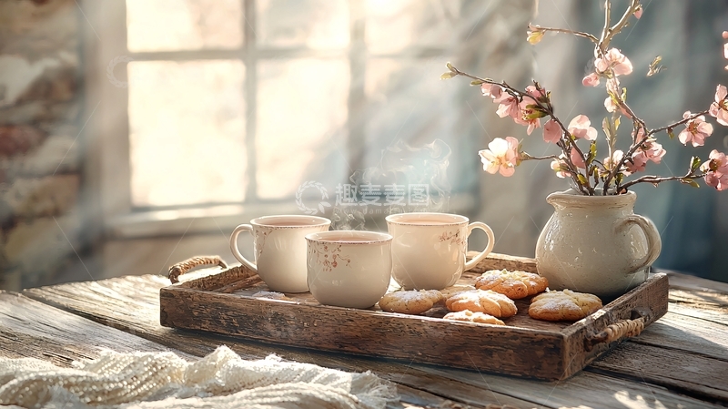 高清大图下载【趣麦麦图】精致的下午茶与春日暖阳