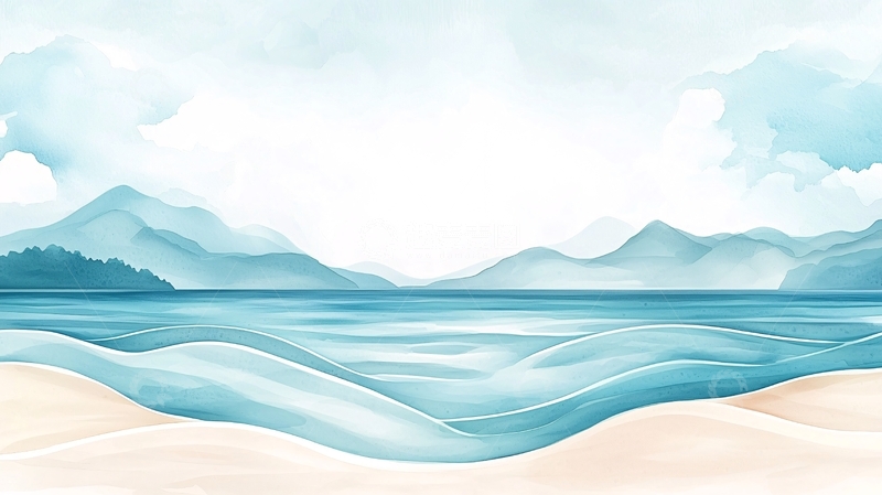 高清大图下载【趣麦麦图】水彩海景高清图片