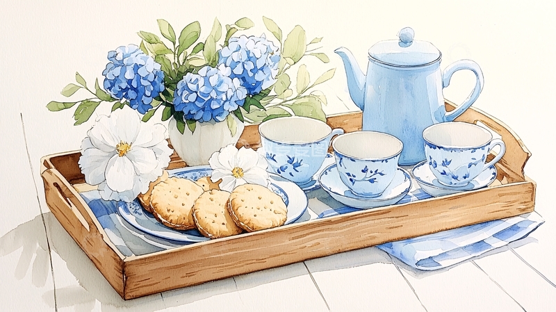 高清大图下载【趣麦麦图】托盘上的精致茶点