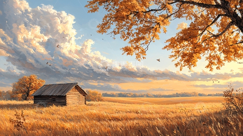 高清大图下载【趣麦麦图】秋日田园小屋