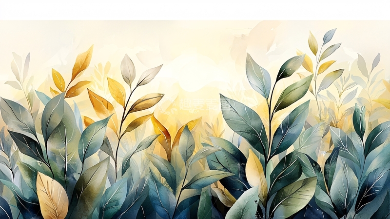 水彩叶子植物背景
