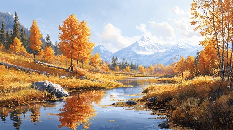 高清大图下载【趣麦麦图】秋日山间流水美景