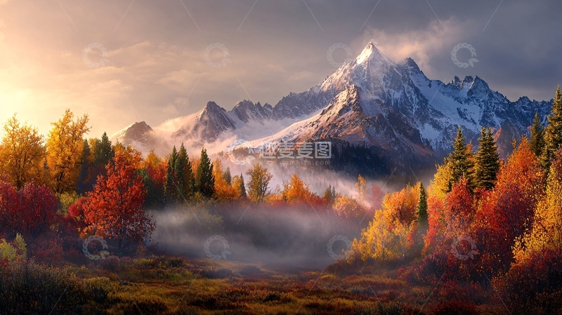 高清大图下载【趣麦麦图】秋日山峰云雾缭绕