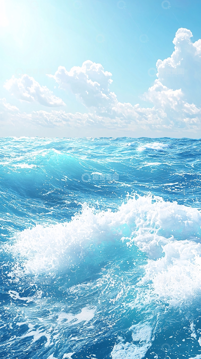 高清大图下载【趣麦麦图】波涛汹涌的蓝色大海