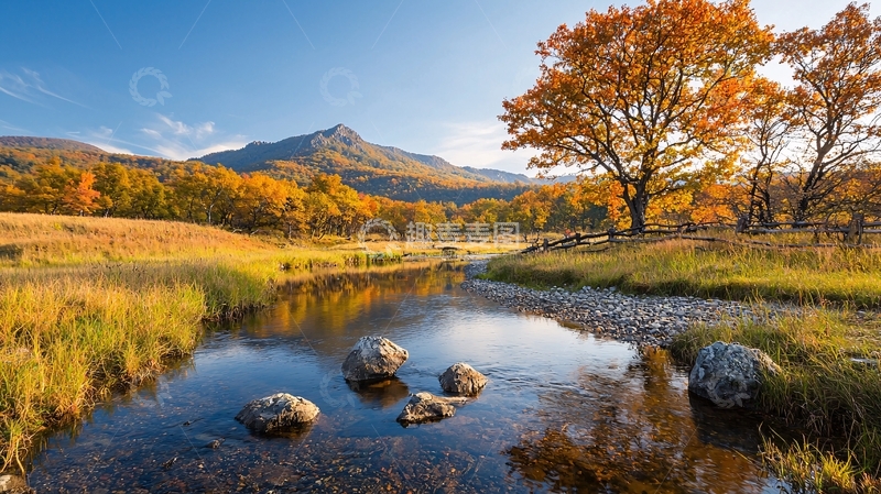 高清大图下载【趣麦麦图】秋日山间流水