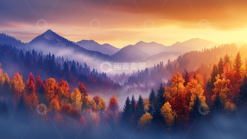 高清大图下载【趣麦麦图】秋日山林风景图