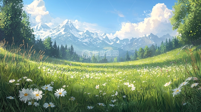 高清大图下载【趣麦麦图】绿草如茵的山谷