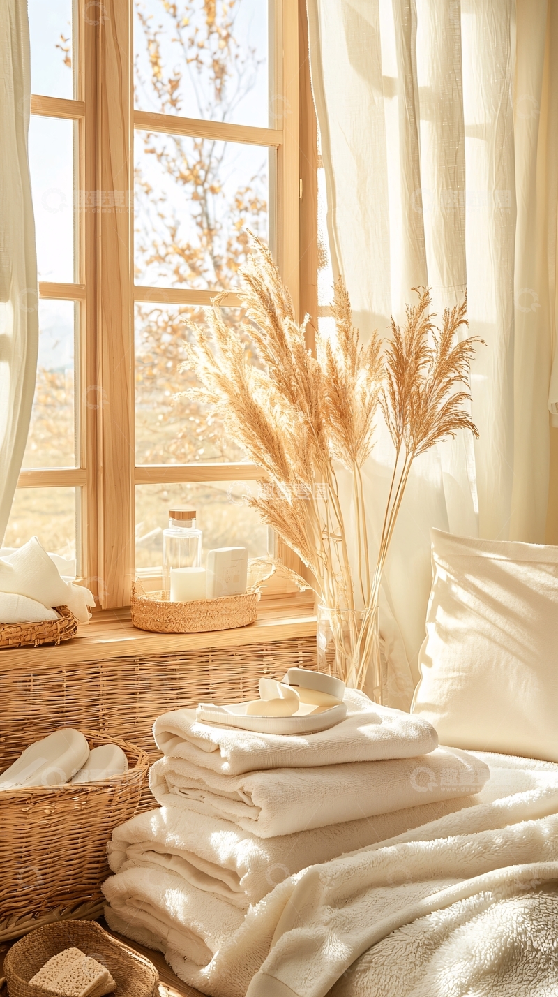 高清大图下载【趣麦麦图】米色调房间的惬意角落