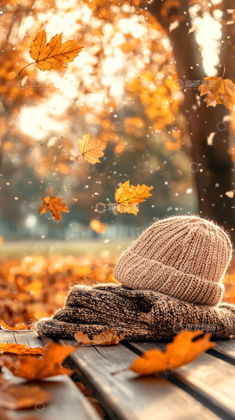 高清大图下载【趣麦麦图】落叶纷飞的秋日暖阳