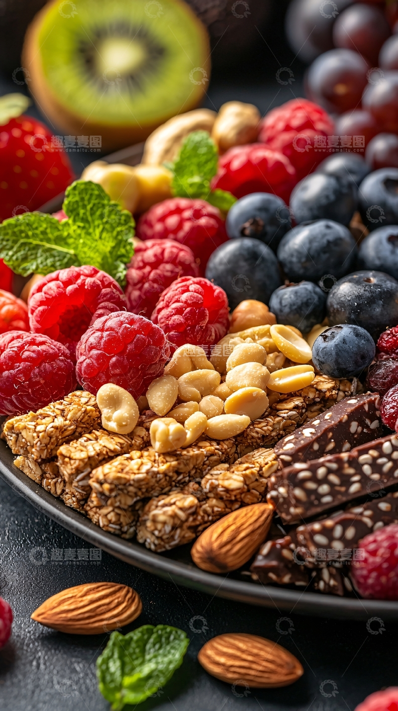 高清大图下载【趣麦麦图】水果燕麦坚果混合拼盘