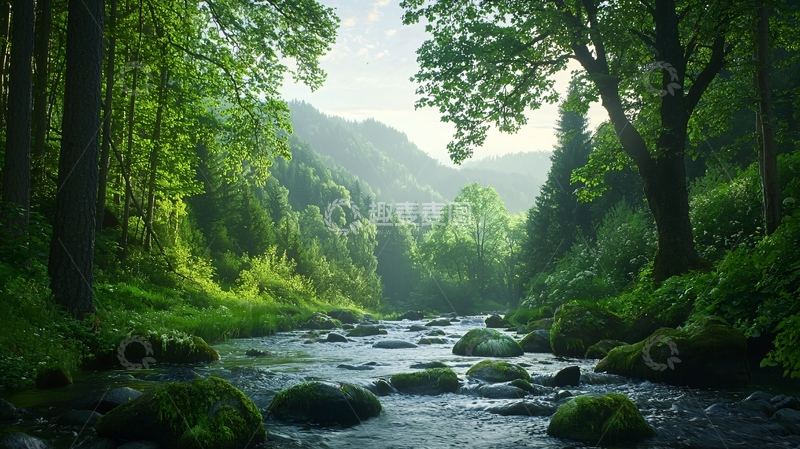 高清大图下载【趣麦麦图】郁郁葱葱的绿色森林