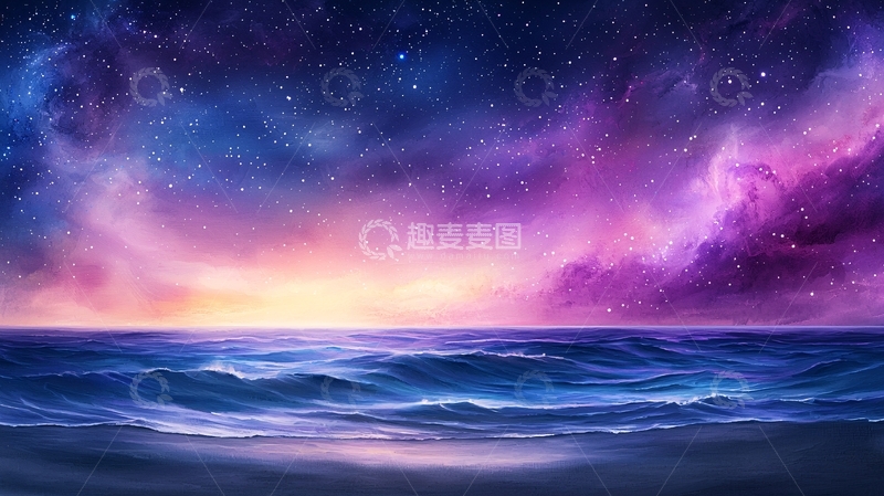 高清大图下载【趣麦麦图】星空下的海洋