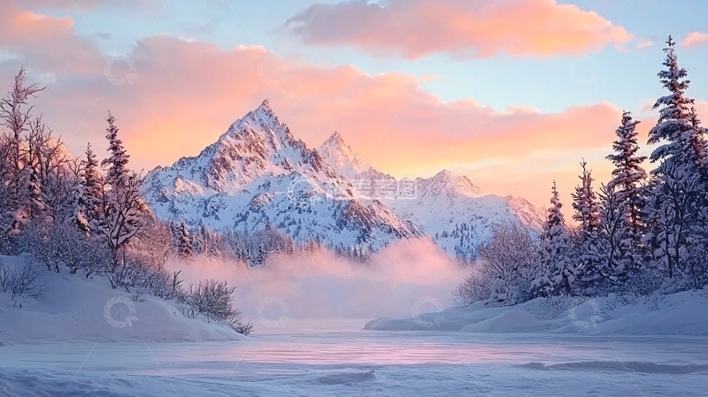 高清大图下载【趣麦麦图】雪山日出高清图片