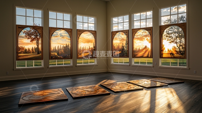 高清大图下载【趣麦麦图】窗户上的风景油画