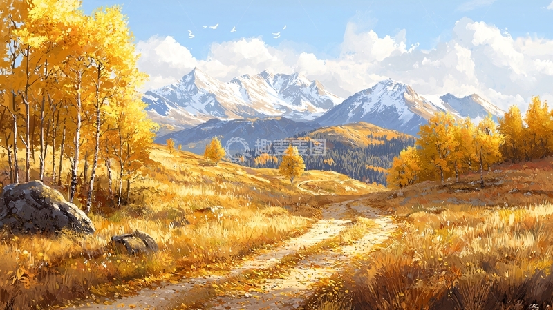 高清大图下载【趣麦麦图】秋季金黄山野风光