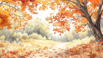 秋天金色树林小路