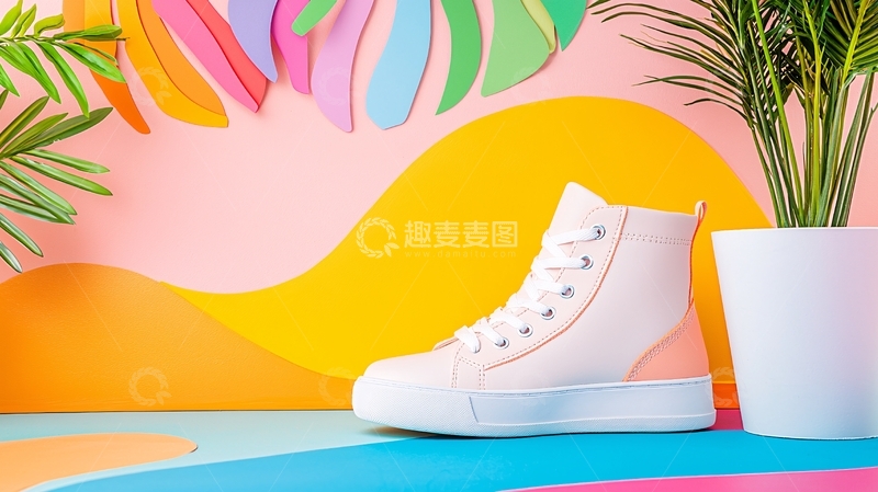 高清大图下载【趣麦麦图】白色帆布鞋场景布置