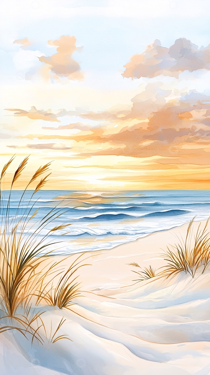 高清大图下载【趣麦麦图】海滩日落高清图片