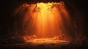 光线穿透黑暗森林的景象