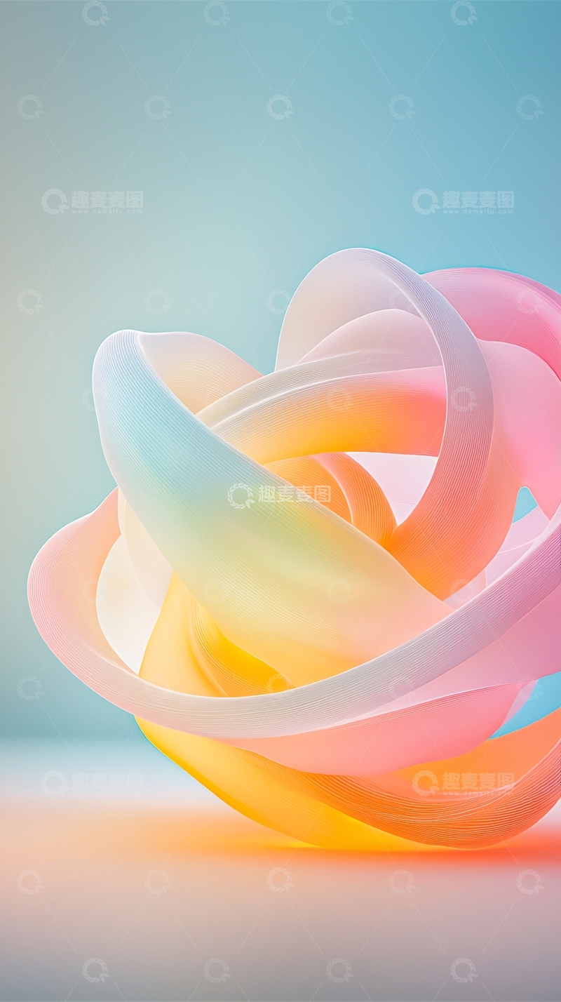 高清大图下载【趣麦麦图】抽象彩色缎带环绕