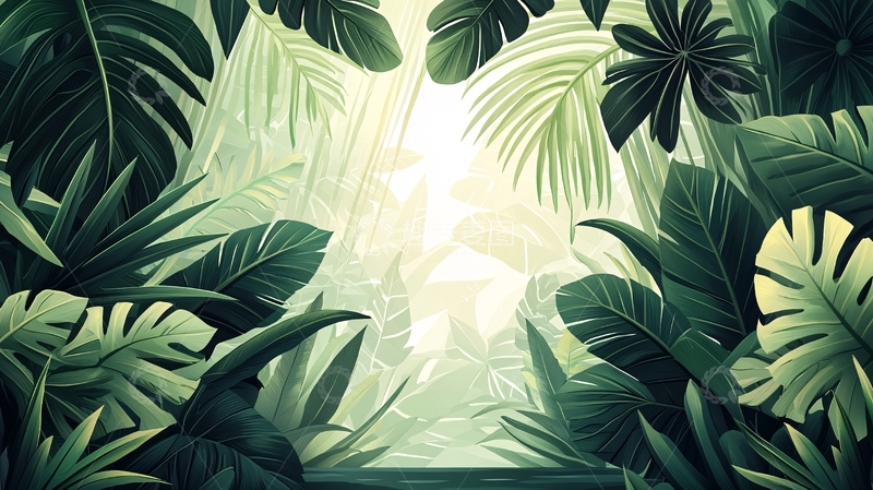 高清大图下载【趣麦麦图】茂密热带植物丛林背景