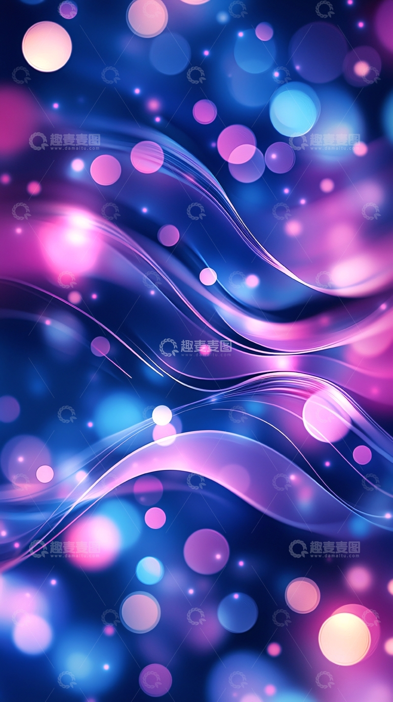 高清大图下载【趣麦麦图】梦幻紫色波浪光晕背景