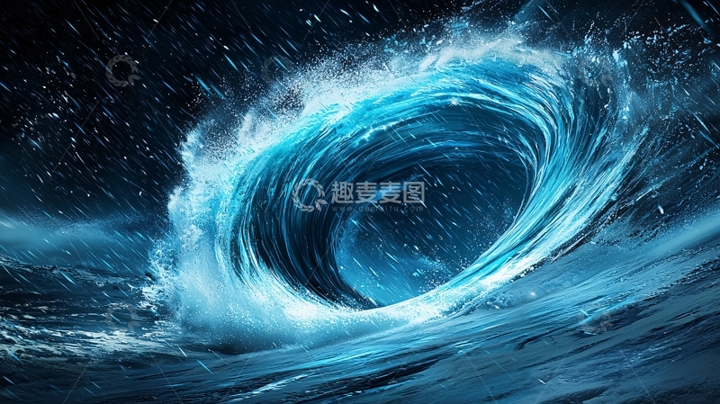 高清大图下载【趣麦麦图】蓝色漩涡水流冲击