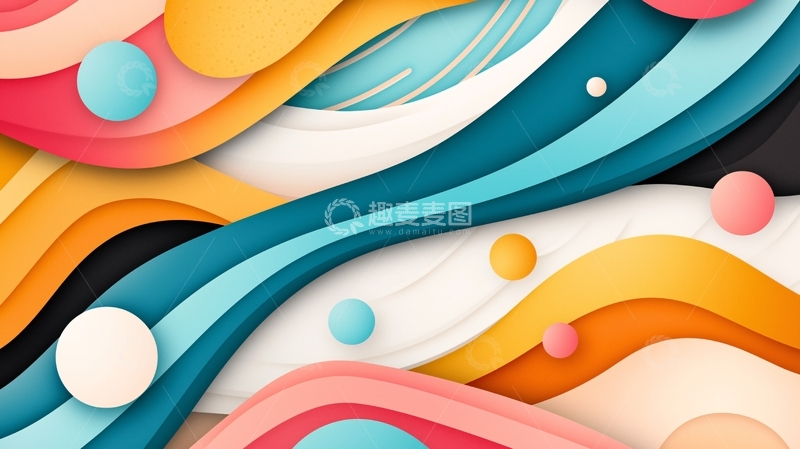 高清大图下载【趣麦麦图】彩色纸张波浪叠加