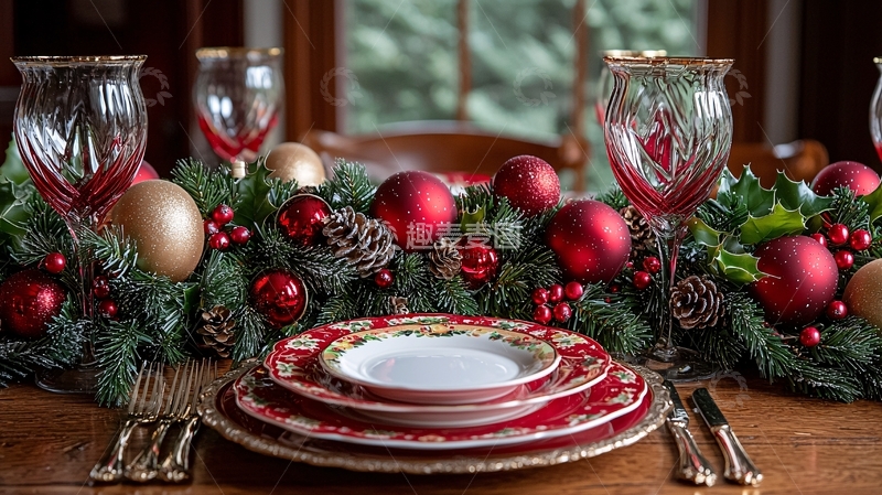 高清大图下载【趣麦麦图】圣诞主题餐桌布置