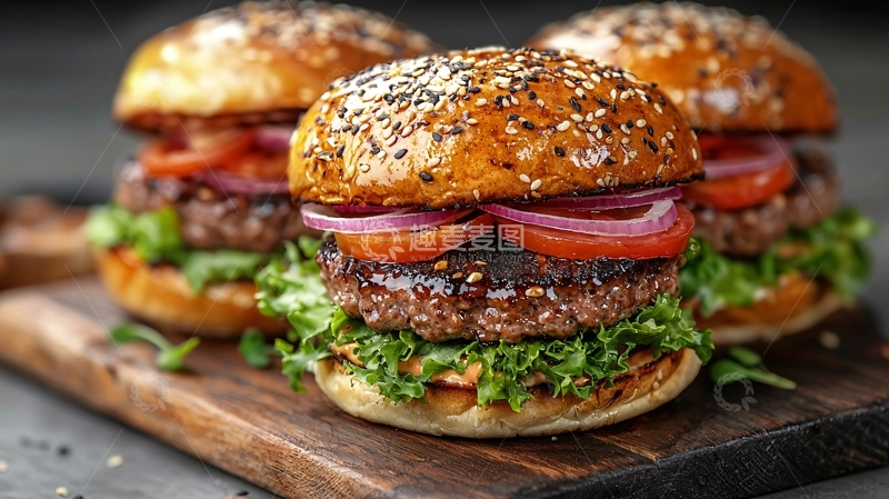 高清大图下载【趣麦麦图】美味多汁的汉堡