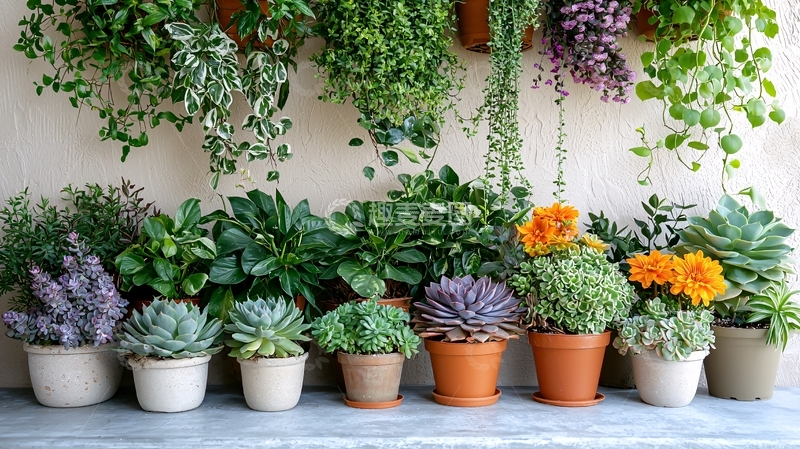 高清大图下载【趣麦麦图】盆栽植物排成一列