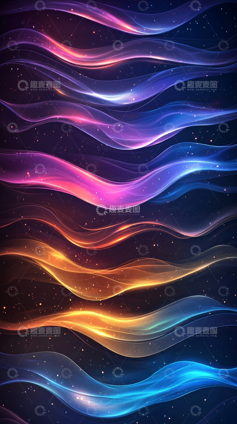 高清大图下载【趣麦麦图】彩色光线波浪流动抽象背景